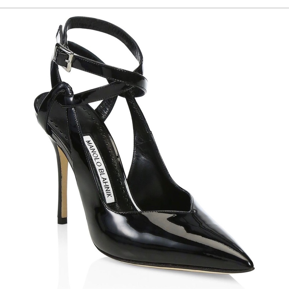 Manolo Blahnik Lero Black Patent Heels size 37.5
